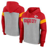 Kansas City Chiefs Women's Bold Play Call Pullover Hoodie - Heather Gray/Red - Fanatics