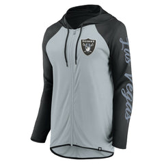 Las Vegas Raiders Women's Script Full-Zip Hoodie - Silver/Black - Fanatics