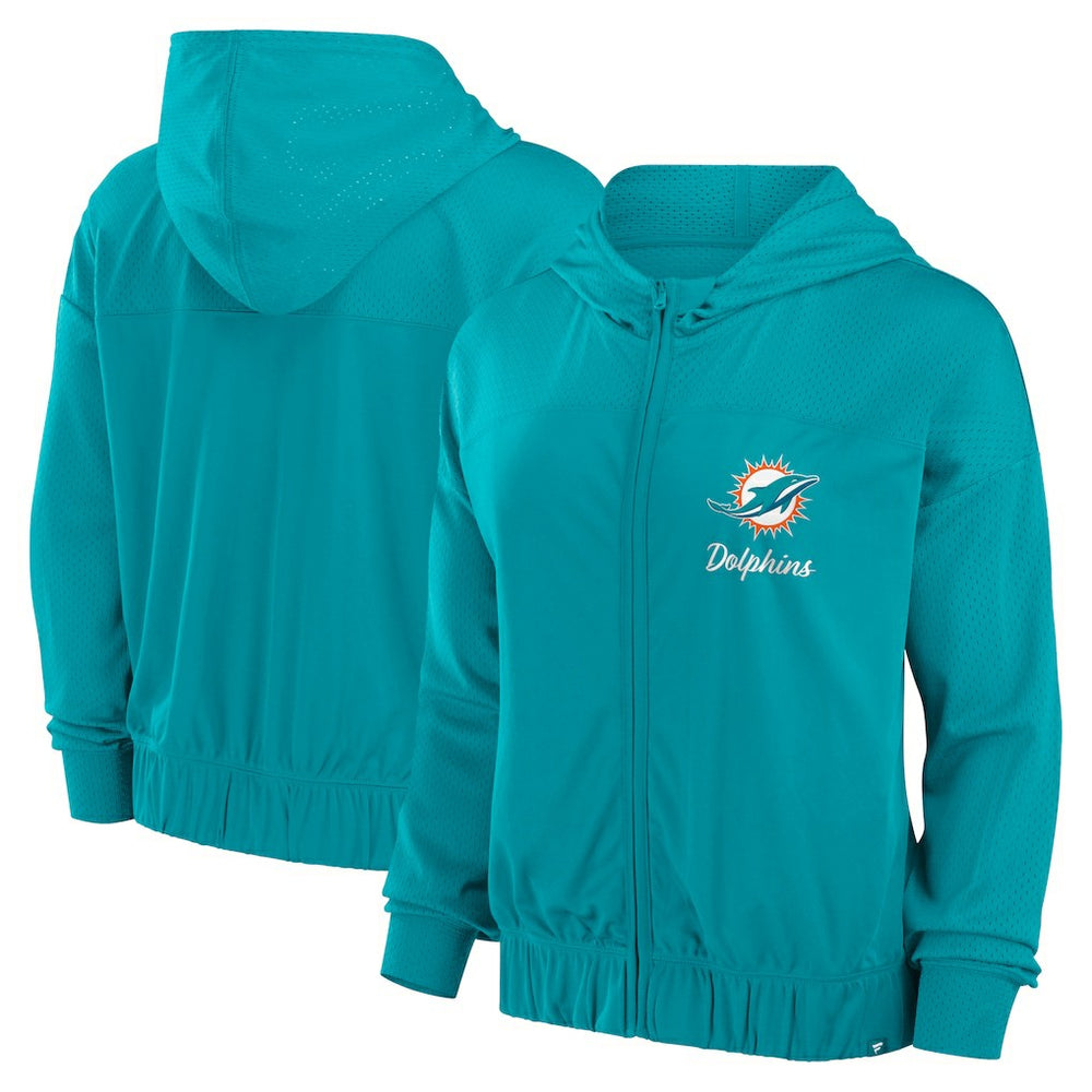 Miami Dolphins Women's Script Lock Full-Zip Hoodie - Aqua - Fanatics