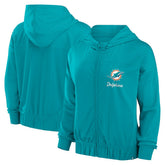 Miami Dolphins Women's Script Lock Full-Zip Hoodie - Aqua - Fanatics