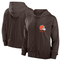 Cleveland Browns Women's Script Lock Full-Zip Hoodie - Brown - Fanatics