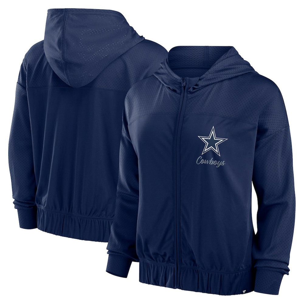 Dallas Cowboys Women's Script Lock Full-Zip Hoodie - Navy - Fanatics