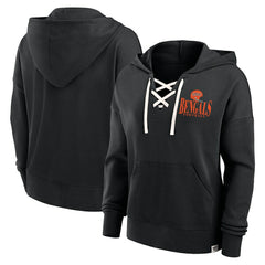 Cincinnati Bengals Women's Blitz Left Lace-Up Pullover Hoodie - Black - Fanatics