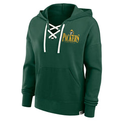 Green Bay Packers Women's Blitz Left Lace-Up Pullover Hoodie - Green - Fanatics