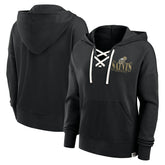 New Orleans Saints Women's Blitz Left Lace-Up Pullover Hoodie - Black - Fanatics
