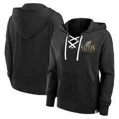 New Orleans Saints Women's Blitz Left Lace-Up Pullover Hoodie - Black - Fanatics