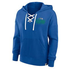 Seattle Seahawks Women's Blitz Left Lace-Up Pullover Hoodie - Royal - Fanatics