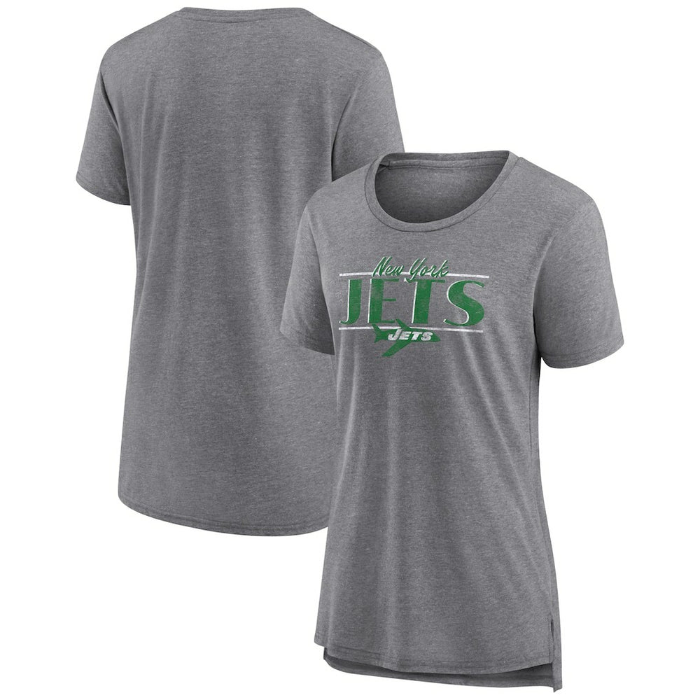 New York Jets Women's Up the Middle Tri-Blend T-Shirt - Heather Gray - Fanatics