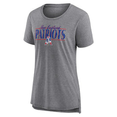 New England Patriots Women's Up the Middle Tri-Blend T-Shirt - Heather Gray - Fanatics