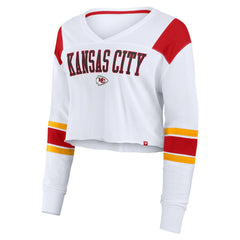 Kansas City Chiefs Women's Stretch Cropped Fashion Long Sleeve T-Shirt - White - Fanatics