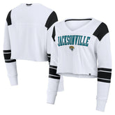 Jacksonville Jaguars Women's Stretch Cropped Fashion Long Sleeve T-Shirt - White - Fanatics