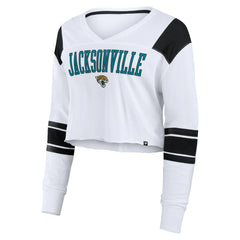 Jacksonville Jaguars Women's Stretch Cropped Fashion Long Sleeve T-Shirt - White - Fanatics