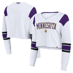 Minnesota Vikings Women's Stretch Cropped Fashion Long Sleeve T-Shirt - White - Fanatics