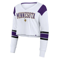 Minnesota Vikings Women's Stretch Cropped Fashion Long Sleeve T-Shirt - White - Fanatics