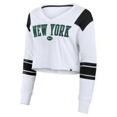 New York Jets Women's Stretch Cropped Fashion Long Sleeve T-Shirt - White - Fanatics