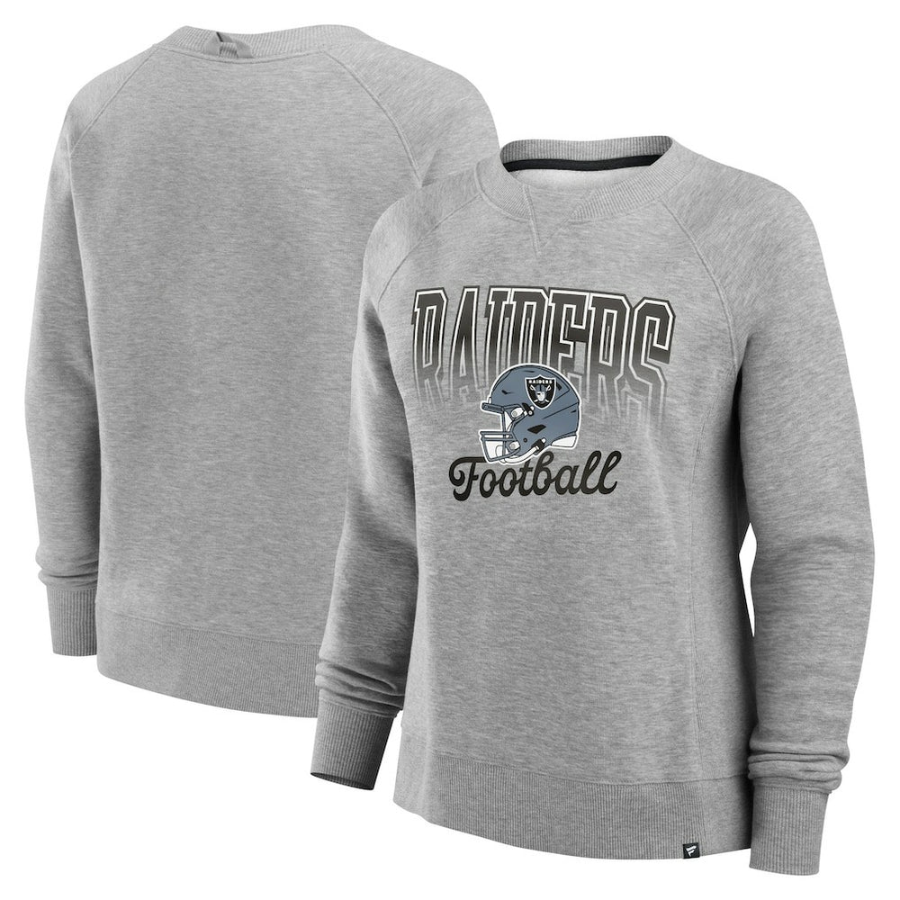 Las Vegas Raiders Women's Hit Hard Fleece Pullover Sweatshirt - Heather Gray - Fanatics