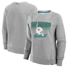 Miami Dolphins Women's Hit Hard Fleece Pullover Sweatshirt - Heather Gray - Fanatics