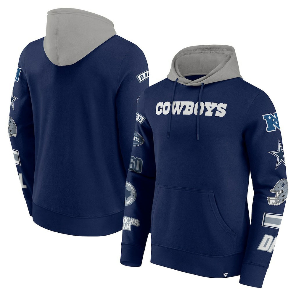 Dallas Cowboys Patched Out Pullover Hoodie - Navy/Silver - Fanatics
