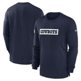Dallas Cowboys 2024/25 Sideline Player Tri-Blend Performance Long Sleeve T-Shirt - Navy - Nike