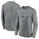 Dallas Cowboys Icon Legend Performance Long Sleeve T-Shirt - Heather Gray - Nike
