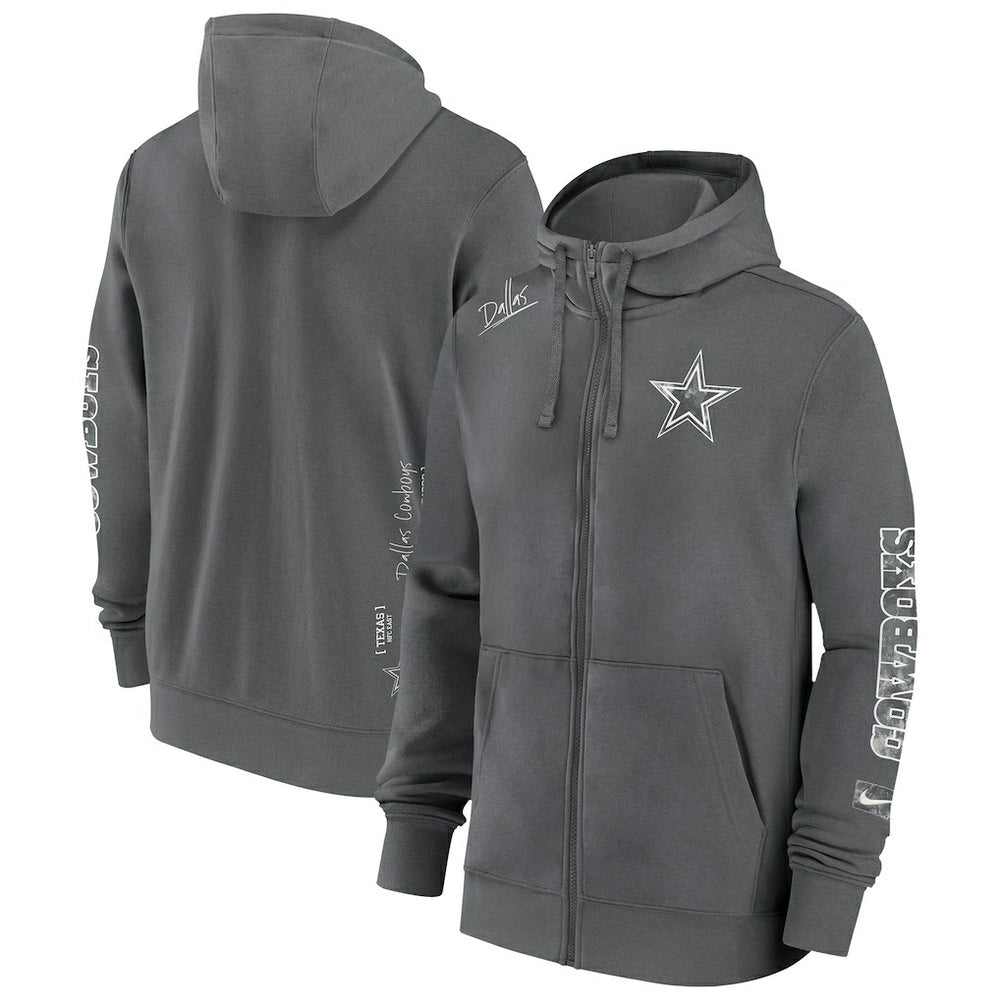 Dallas Cowboys Primetime Club Full-Zip Hoodie - Charcoal - Nike
