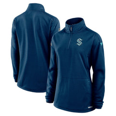 Seattle Kraken Fanatics Women's Authentic Pro Rink Lightweight Quarter-Zip Pullover Sweatshirt - Deep Sea Blue | Fanatics Lifestyle