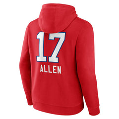 Josh Allen Buffalo Bills Team Wordmark Player Name & Number Pullover Hoodie - Red - NFL