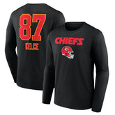 Travis Kelce Kansas City Chiefs Team Wordmark Player Name & Number Long Sleeve T-Shirt - Black - NFL