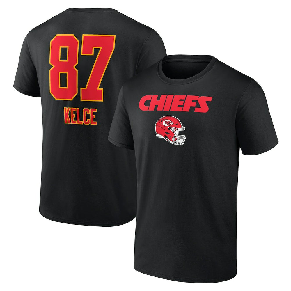 Travis Kelce Kansas City Chiefs Team Wordmark Player Name & Number T-Shirt - Black - NFL