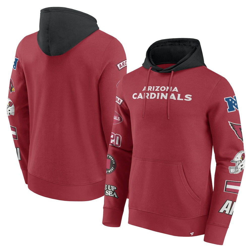 Arizona Cardinals Patched Out Pullover Hoodie - Cardinal/Black - Fanatics