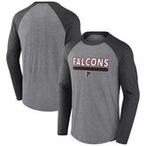 Atlanta Falcons Tri-Blend Raglan Long Sleeve T-Shirt - Heather Gray/Charcoal - Fanatics
