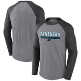 Carolina Panthers Tri-Blend Raglan Long Sleeve T-Shirt - Heather Gray/Charcoal - Fanatics