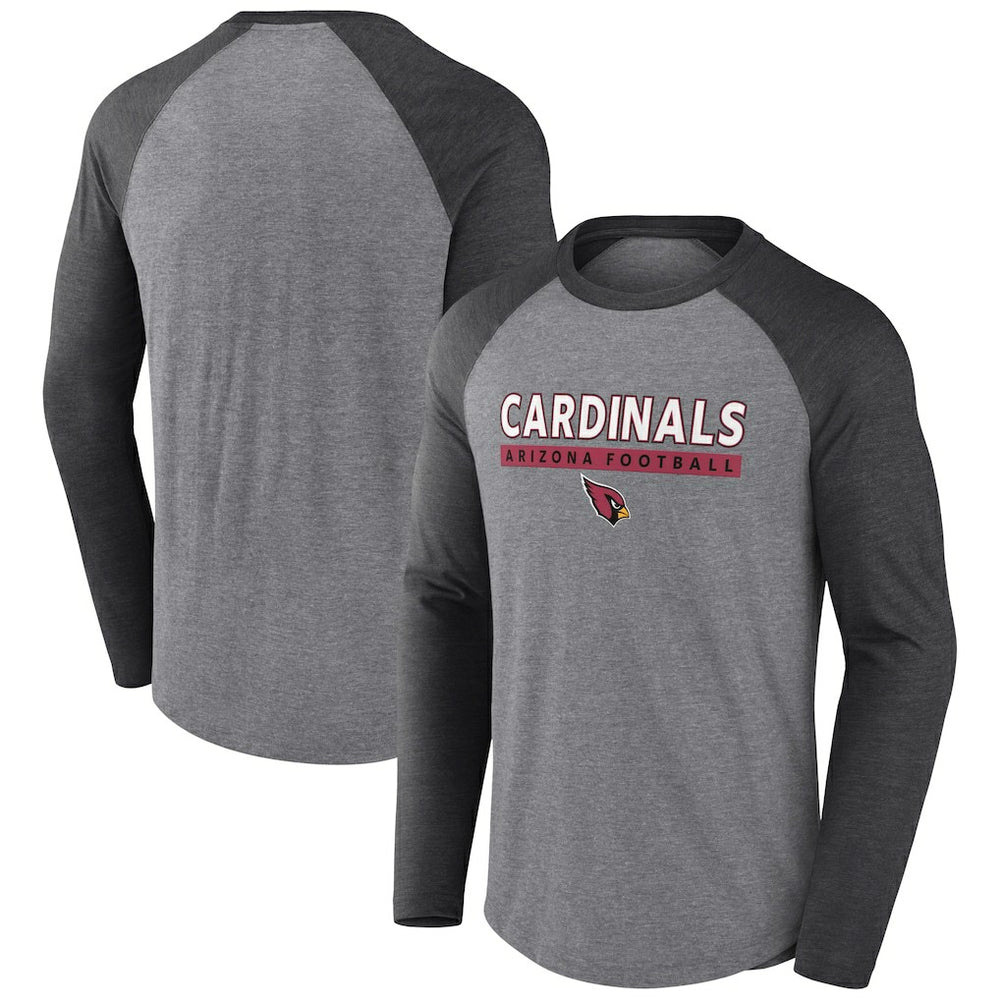 Arizona Cardinals Tri-Blend Raglan Long Sleeve T-Shirt - Heather Gray/Charcoal - Fanatics