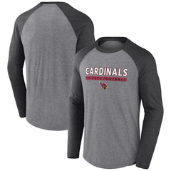 Arizona Cardinals Tri-Blend Raglan Long Sleeve T-Shirt - Heather Gray/Charcoal - Fanatics