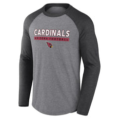 Arizona Cardinals Tri-Blend Raglan Long Sleeve T-Shirt - Heather Gray/Charcoal - Fanatics