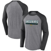 Jacksonville Jaguars Tri-Blend Raglan Long Sleeve T-Shirt - Heather Gray/Charcoal - Fanatics