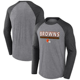 Cleveland Browns Tri-Blend Raglan Long Sleeve T-Shirt - Heather Gray/Charcoal - Fanatics