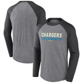 Los Angeles Chargers Tri-Blend Raglan Long Sleeve T-Shirt - Heather Gray/Charcoal - Fanatics