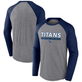 Tennessee Titans Tri-Blend Raglan Long Sleeve T-Shirt - Heather Gray/Navy - Fanatics