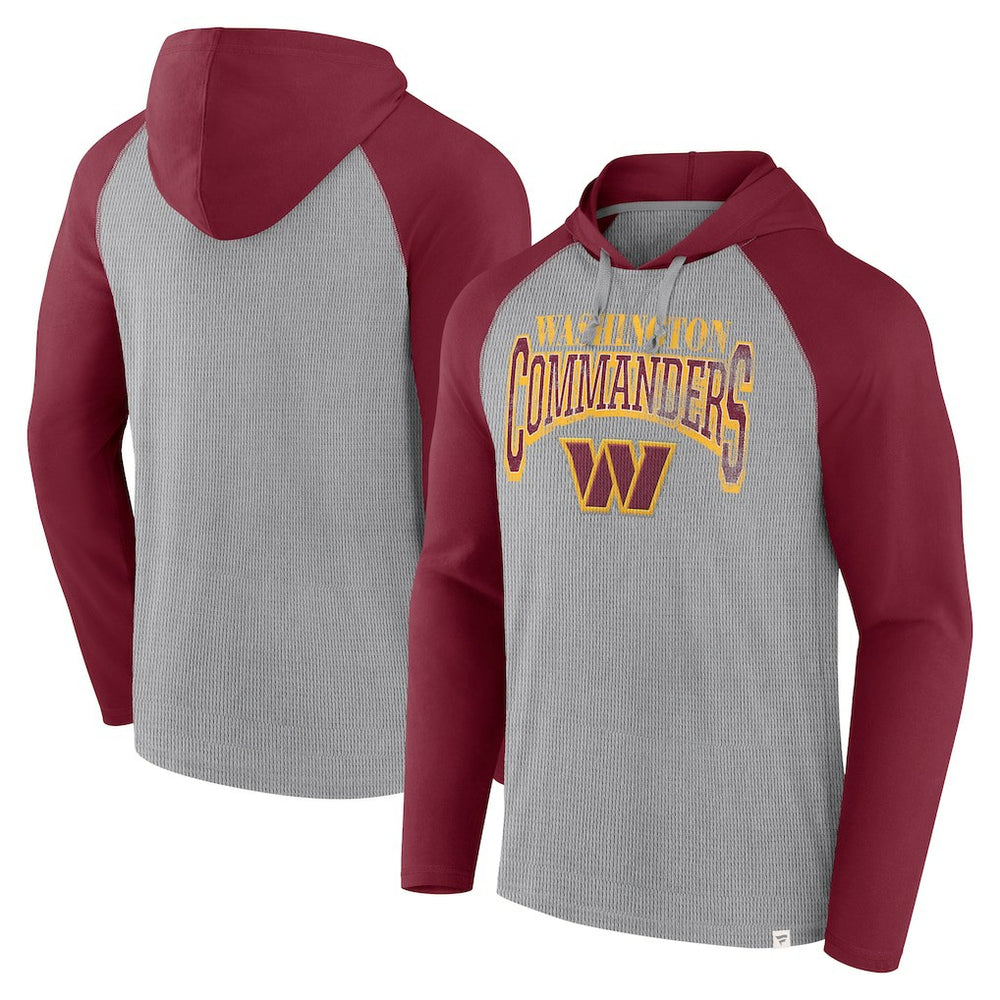 Washington Commanders Under Center Long Sleeve Hoodie T-Shirt - Gray/Burgundy - Fanatics