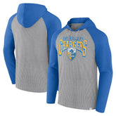 Los Angeles Chargers Under Center Long Sleeve Hoodie T-Shirt - Gray/Powder Blue - Fanatics