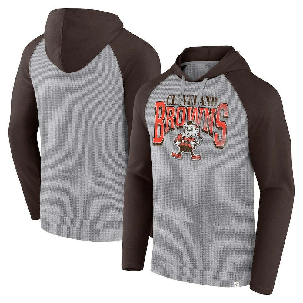 Cleveland Browns Under Center Long Sleeve Hoodie T-Shirt - Gray/Brown - Fanatics
