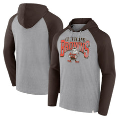 Cleveland Browns Under Center Long Sleeve Hoodie T-Shirt - Gray/Brown - Fanatics