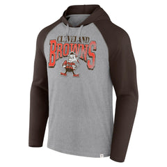 Cleveland Browns Under Center Long Sleeve Hoodie T-Shirt - Gray/Brown - Fanatics