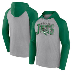 New York Jets Under Center Long Sleeve Hoodie T-Shirt - Gray/Kelly Green - Fanatics