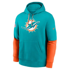Miami Dolphins 2024 Sideline Club Pullover Hoodie - Aqua - Nike