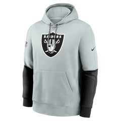 Las Vegas Raiders 2024 Sideline Club Pullover Hoodie - Silver - Nike
