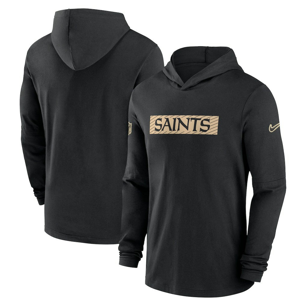 New Orleans Saints 2024/25 Sideline Performance Long Sleeve Hoodie T-Shirt - Black - Nike
