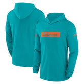 Miami Dolphins 2024/25 Sideline Performance Long Sleeve Hoodie T-Shirt - Aqua - Nike