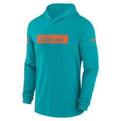 Miami Dolphins 2024/25 Sideline Performance Long Sleeve Hoodie T-Shirt - Aqua - Nike